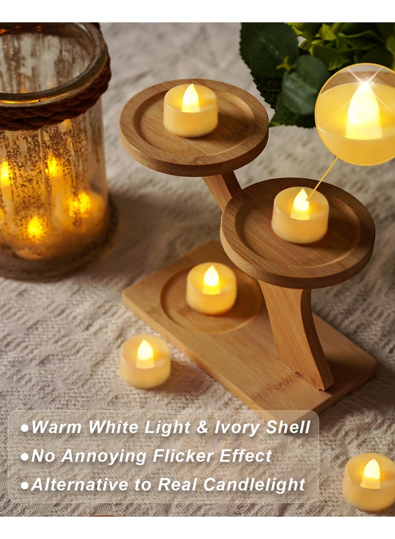 Mordely Flameless Candles, 24-Pack Battery Operated Candle, LED Tea Lights Candles Battery Operated, Flickering Fake Votives for Wedding Party Home Decor- Warm White, Ivory Base - Image 3